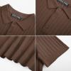 imagePJ PAUL JONES Mens Knit Polo Shirt Short Sleeve Textured Polo Shirts Casual Summer Collared Polo T ShirtCoffee