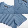 imagePJ PAUL JONES Mens Knit Polo Shirt Short Sleeve Textured Polo Shirts Casual Summer Collared Polo T ShirtGray Blue