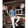 imagePJ PAUL JONES Mens Knit Polo Shirt Short Sleeve Textured Polo Shirts Casual Summer Collared Polo T ShirtGray Blue