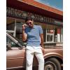 imagePJ PAUL JONES Mens Knit Polo Shirt Short Sleeve Textured Polo Shirts Casual Summer Collared Polo T ShirtGray Blue