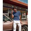 imagePJ PAUL JONES Mens Knit Polo Shirt Short Sleeve Textured Polo Shirts Casual Summer Collared Polo T ShirtIndigo