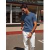 imagePJ PAUL JONES Mens Knit Polo Shirt Short Sleeve Textured Polo Shirts Casual Summer Collared Polo T ShirtIndigo