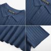 imagePJ PAUL JONES Mens Knit Polo Shirt Short Sleeve Textured Polo Shirts Casual Summer Collared Polo T ShirtIndigo