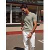 imagePJ PAUL JONES Mens Knit Polo Shirt Short Sleeve Textured Polo Shirts Casual Summer Collared Polo T ShirtKhaki