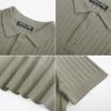 imagePJ PAUL JONES Mens Knit Polo Shirt Short Sleeve Textured Polo Shirts Casual Summer Collared Polo T ShirtKhaki