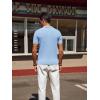 imagePJ PAUL JONES Mens Knit Polo Shirt Short Sleeve Textured Polo Shirts Casual Summer Collared Polo T ShirtLight Blue