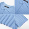 imagePJ PAUL JONES Mens Knit Polo Shirt Short Sleeve Textured Polo Shirts Casual Summer Collared Polo T ShirtLight Blue
