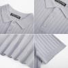 imagePJ PAUL JONES Mens Knit Polo Shirt Short Sleeve Textured Polo Shirts Casual Summer Collared Polo T ShirtLight Gray