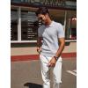 imagePJ PAUL JONES Mens Knit Polo Shirt Short Sleeve Textured Polo Shirts Casual Summer Collared Polo T ShirtLight Gray