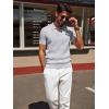 imagePJ PAUL JONES Mens Knit Polo Shirt Short Sleeve Textured Polo Shirts Casual Summer Collared Polo T ShirtLight Gray