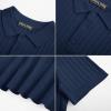 imagePJ PAUL JONES Mens Knit Polo Shirt Short Sleeve Textured Polo Shirts Casual Summer Collared Polo T ShirtNavy Blue