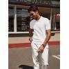 imagePJ PAUL JONES Mens Knit Polo Shirt Short Sleeve Textured Polo Shirts Casual Summer Collared Polo T ShirtWhite