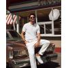 imagePJ PAUL JONES Mens Knit Polo Shirt Short Sleeve Textured Polo Shirts Casual Summer Collared Polo T ShirtWhite