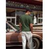 imagePJ PAUL JONES Mens Polo Shirt V Neck Texture Shirt Short Sleeve Casual Knit PolosArmy Green