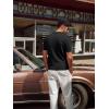 imagePJ PAUL JONES Mens Polo Shirt V Neck Texture Shirt Short Sleeve Casual Knit PolosBlack