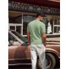 imagePJ PAUL JONES Mens Polo Shirt V Neck Texture Shirt Short Sleeve Casual Knit PolosLight Green