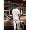 imagePJ PAUL JONES Mens Polo Shirt V Neck Texture Shirt Short Sleeve Casual Knit PolosWhite