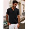 imagePJ PAUL JONES Mens Polo Shirts Short Sleeve Textured Knit VNeck Polo T Shirt Business Casual Golf ShirtsBlack