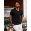 imagePJ PAUL JONES Mens Polo Shirts Short Sleeve Textured Knit VNeck Polo T Shirt Business Casual Golf ShirtsBlack