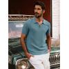 imagePJ PAUL JONES Mens Polo Shirts Short Sleeve Textured Knit VNeck Polo T Shirt Business Casual Golf ShirtsBlue Gray