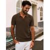 imagePJ PAUL JONES Mens Polo Shirts Short Sleeve Textured Knit VNeck Polo T Shirt Business Casual Golf ShirtsCoffee