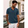 imagePJ PAUL JONES Mens Polo Shirts Short Sleeve Textured Knit VNeck Polo T Shirt Business Casual Golf ShirtsDark Blue