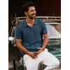 imagePJ PAUL JONES Mens Polo Shirts Short Sleeve Textured Knit VNeck Polo T Shirt Business Casual Golf ShirtsDark Blue
