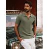 imagePJ PAUL JONES Mens Polo Shirts Short Sleeve Textured Knit VNeck Polo T Shirt Business Casual Golf ShirtsKhaki Green