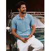 imagePJ PAUL JONES Mens Polo Shirts Short Sleeve Textured Knit VNeck Polo T Shirt Business Casual Golf ShirtsLight Blue