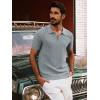 imagePJ PAUL JONES Mens Polo Shirts Short Sleeve Textured Knit VNeck Polo T Shirt Business Casual Golf ShirtsLight Gray