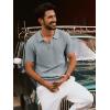 imagePJ PAUL JONES Mens Polo Shirts Short Sleeve Textured Knit VNeck Polo T Shirt Business Casual Golf ShirtsLight Gray