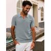 imagePJ PAUL JONES Mens Polo Shirts Short Sleeve Textured Knit VNeck Polo T Shirt Business Casual Golf ShirtsLight Gray
