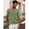 imagePJ PAUL JONES Mens Polo Shirts Short Sleeve Textured Knit VNeck Polo T Shirt Business Casual Golf ShirtsLight Green