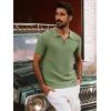 imagePJ PAUL JONES Mens Polo Shirts Short Sleeve Textured Knit VNeck Polo T Shirt Business Casual Golf ShirtsLight Green