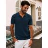 imagePJ PAUL JONES Mens Polo Shirts Short Sleeve Textured Knit VNeck Polo T Shirt Business Casual Golf ShirtsNavy Blue