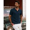 imagePJ PAUL JONES Mens Polo Shirts Short Sleeve Textured Knit VNeck Polo T Shirt Business Casual Golf ShirtsNavy Blue