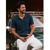 imagePJ PAUL JONES Mens Polo Shirts Short Sleeve Textured Knit VNeck Polo T Shirt Business Casual Golf ShirtsNavy Blue