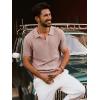 imagePJ PAUL JONES Mens Polo Shirts Short Sleeve Textured Knit VNeck Polo T Shirt Business Casual Golf ShirtsPink