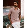 imagePJ PAUL JONES Mens Polo Shirts Short Sleeve Textured Knit VNeck Polo T Shirt Business Casual Golf ShirtsPink