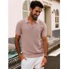 imagePJ PAUL JONES Mens Polo Shirts Short Sleeve Textured Knit VNeck Polo T Shirt Business Casual Golf ShirtsPink