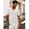 imagePJ PAUL JONES Mens Polo Shirts Short Sleeve Textured Knit VNeck Polo T Shirt Business Casual Golf ShirtsWhite