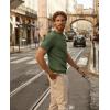 imagePJ PAUL JONES Mens TShirts Knit Short Sleeve Crewneck Shirt Casual Textured Pullover TeesArmy Green