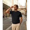 imagePJ PAUL JONES Mens TShirts Knit Short Sleeve Crewneck Shirt Casual Textured Pullover TeesBlack