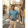 imagePJ PAUL JONES Mens TShirts Knit Short Sleeve Crewneck Shirt Casual Textured Pullover TeesBlue Grey