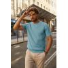 imagePJ PAUL JONES Mens TShirts Knit Short Sleeve Crewneck Shirt Casual Textured Pullover TeesBlue Grey