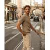 imagePJ PAUL JONES Mens TShirts Knit Short Sleeve Crewneck Shirt Casual Textured Pullover TeesCamel
