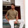 imagePJ PAUL JONES Mens TShirts Knit Short Sleeve Crewneck Shirt Casual Textured Pullover TeesCamel