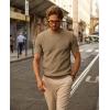 imagePJ PAUL JONES Mens TShirts Knit Short Sleeve Crewneck Shirt Casual Textured Pullover TeesCamel