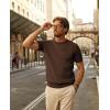 imagePJ PAUL JONES Mens TShirts Knit Short Sleeve Crewneck Shirt Casual Textured Pullover TeesCoffee