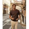 imagePJ PAUL JONES Mens TShirts Knit Short Sleeve Crewneck Shirt Casual Textured Pullover TeesCoffee